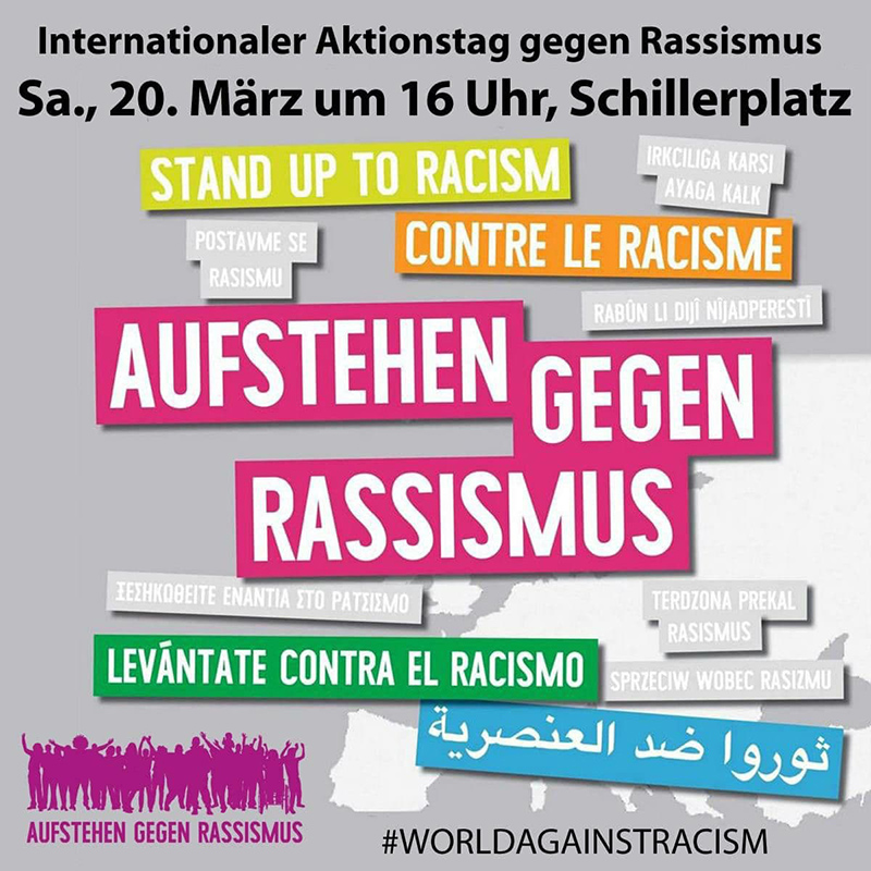 Wir vom Palästinakomitee haben uns zu diesem Anlass einer Kundgebung von Aufstehen gegen Rassismus und vielen anderen am Samstag, 20. März 2021, um 16 Uhr auf dem Schillerplatz angeschlossen.