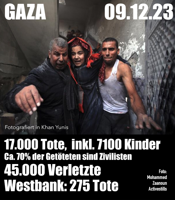 Opfer des Kriegs in Gaza am 7. Dezember 2023