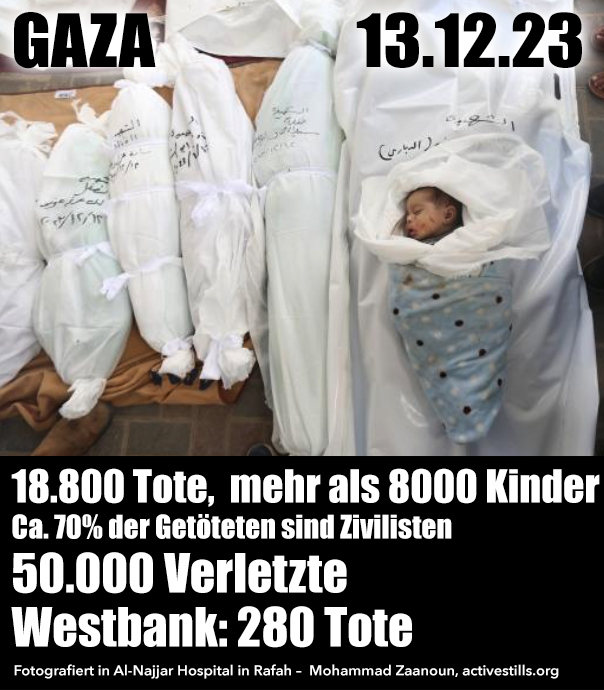 Palästinensische Opfer in Gaza, 13.12.23