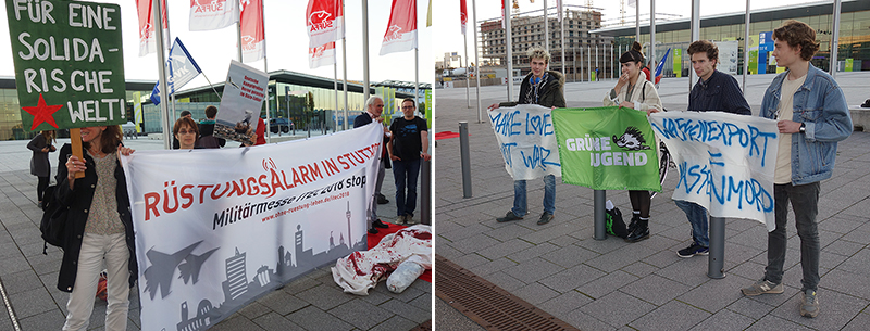 Protest gegen die ITEC Rüstungsmesse in Stuttgart