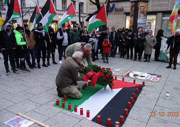 Kundgebung im Gedenken an die Opfer in Gaza in Stuttgart am 23.12.23 am Kronprinzplatz um 16 Uhr