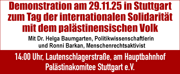 Demonstration in Stuttgart zum Tag der internationalen Solidarität mit dem palästinensischen Volk am 29.11.25