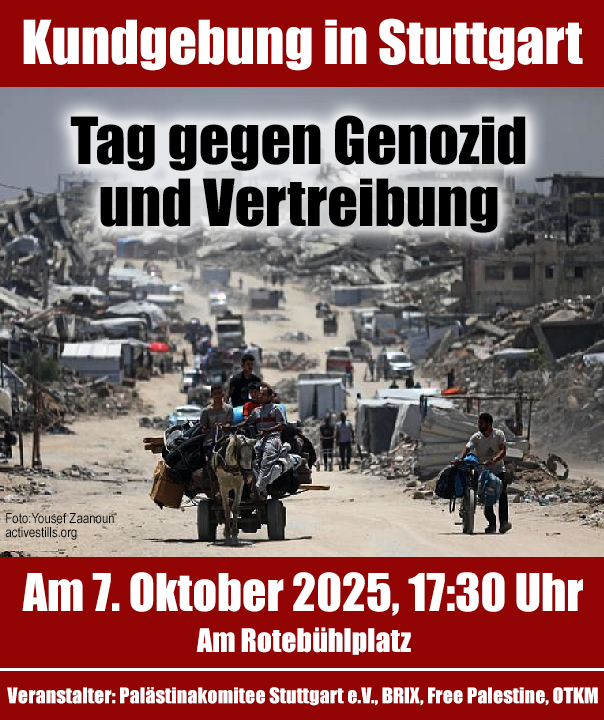 Kundgebung am 7. Oktober 2025 in Stuttgart, Schlossplatz: Tag gegen Genozid und Vertreibung