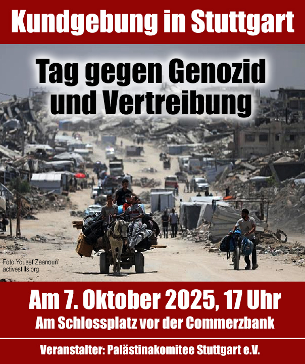 Kundgebung am 7. Oktober 2025 in Stuttgart, Schlossplatz: Tag gegen Genozid und Vertreibung